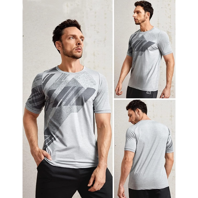 5 Pack Men’s Active Quick Dry Crew Neck T Shirts | Athletic Running Gym Workout Short Sleeve Tee Tops Bulk - Image 9